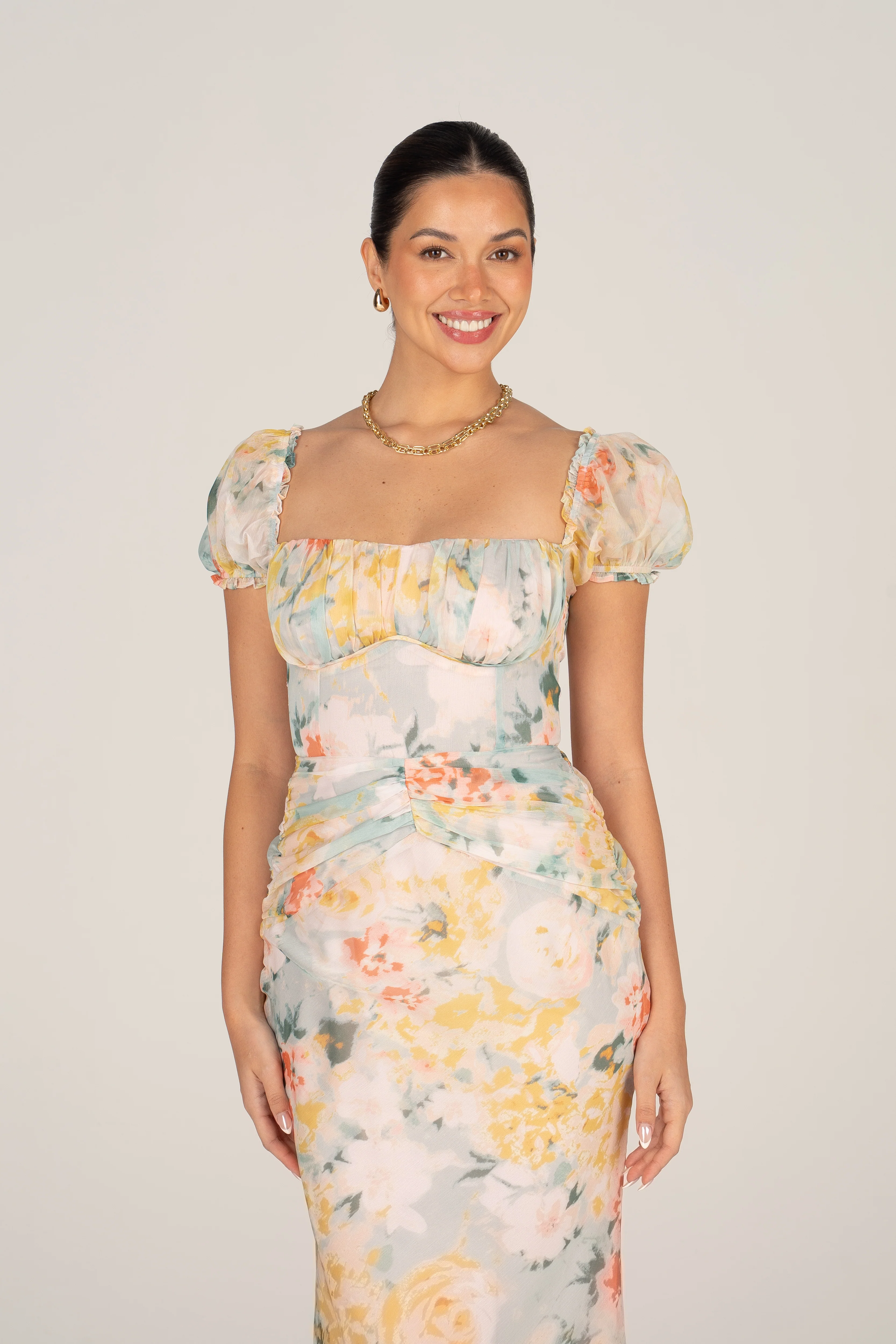 Simone Puff Sleeve Midi Dress - Image 8