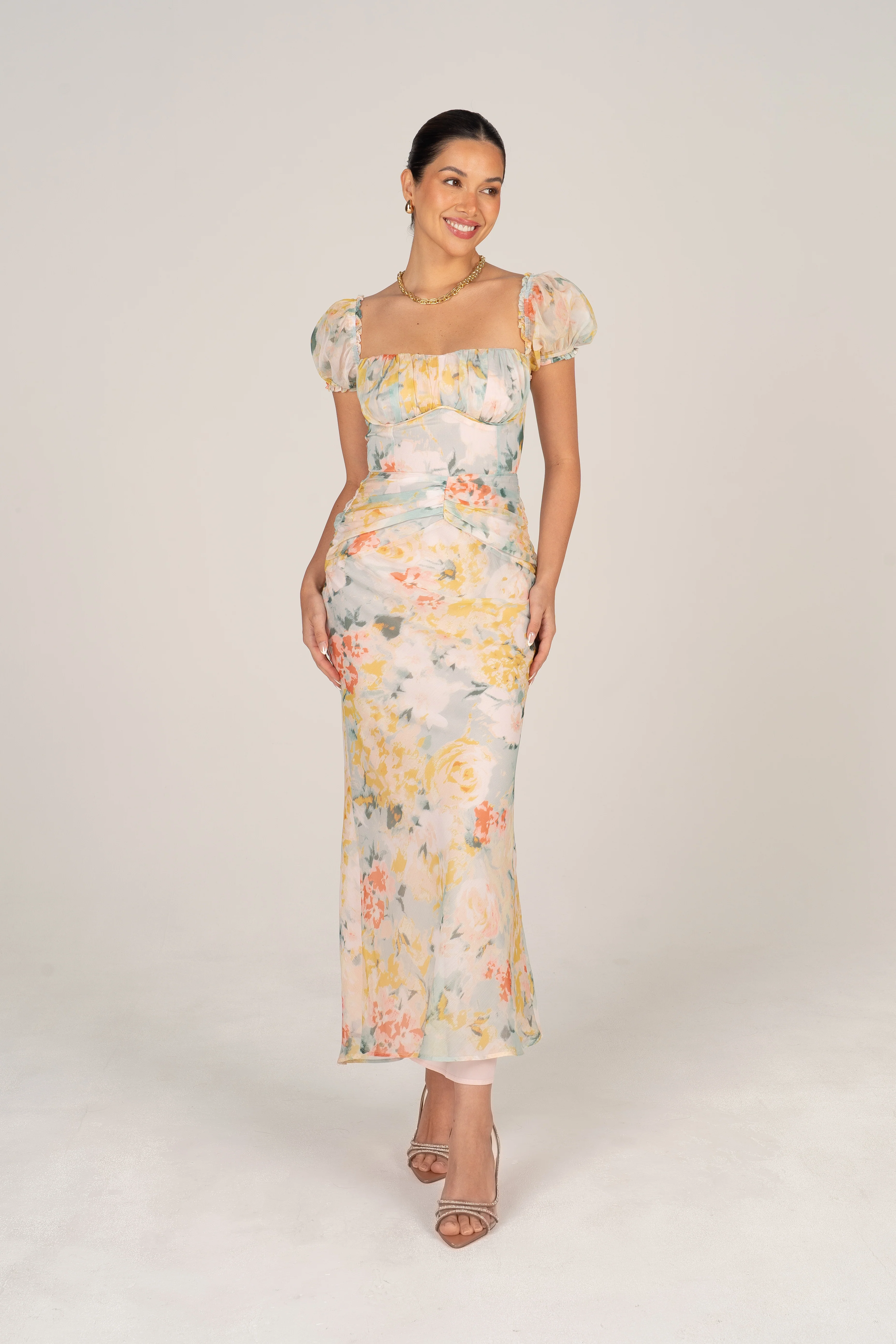 Simone Puff Sleeve Midi Dress - Image 9