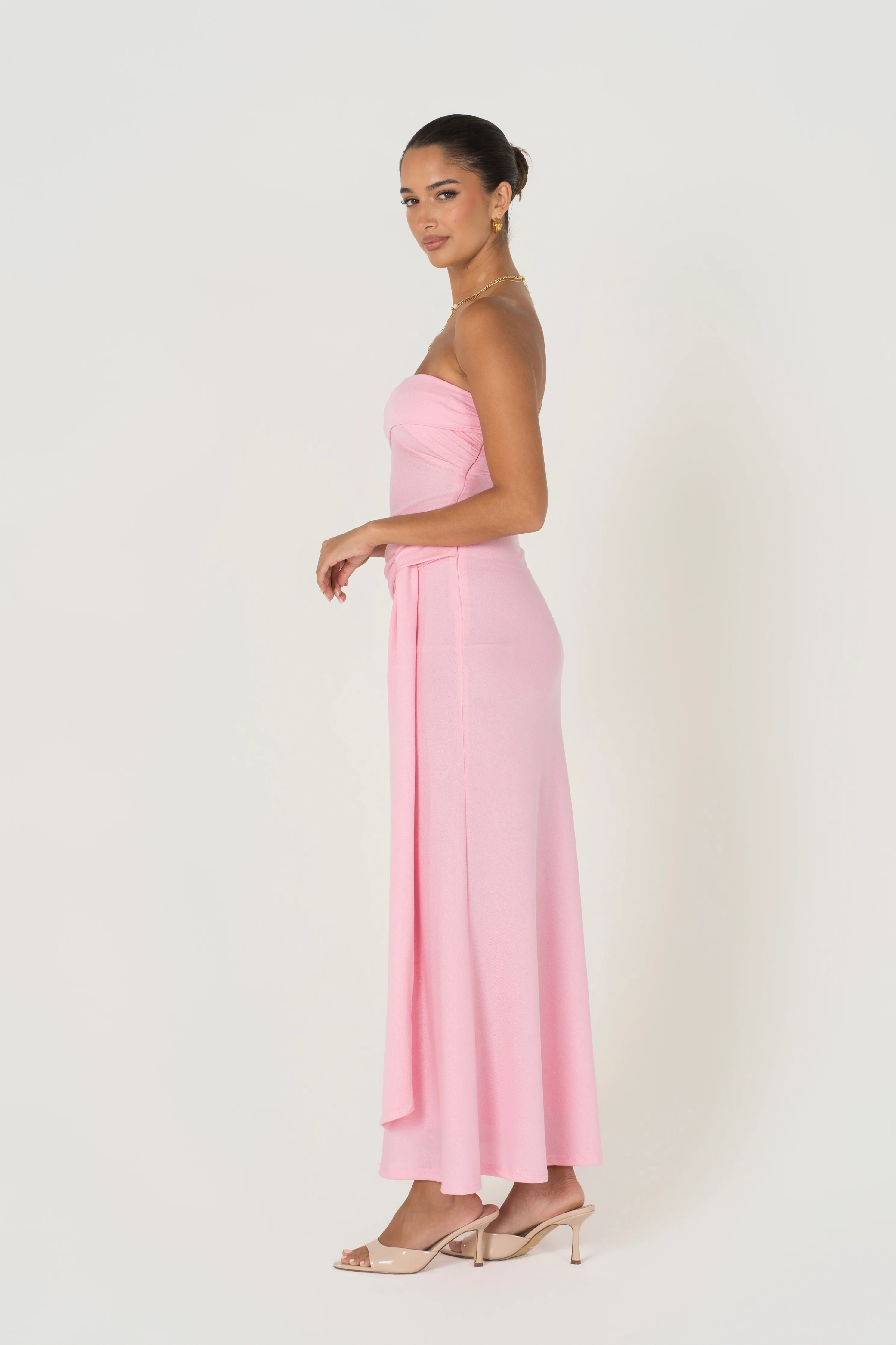 Sorelle Strapless Maxi Dress with Drape Detail - Image 3