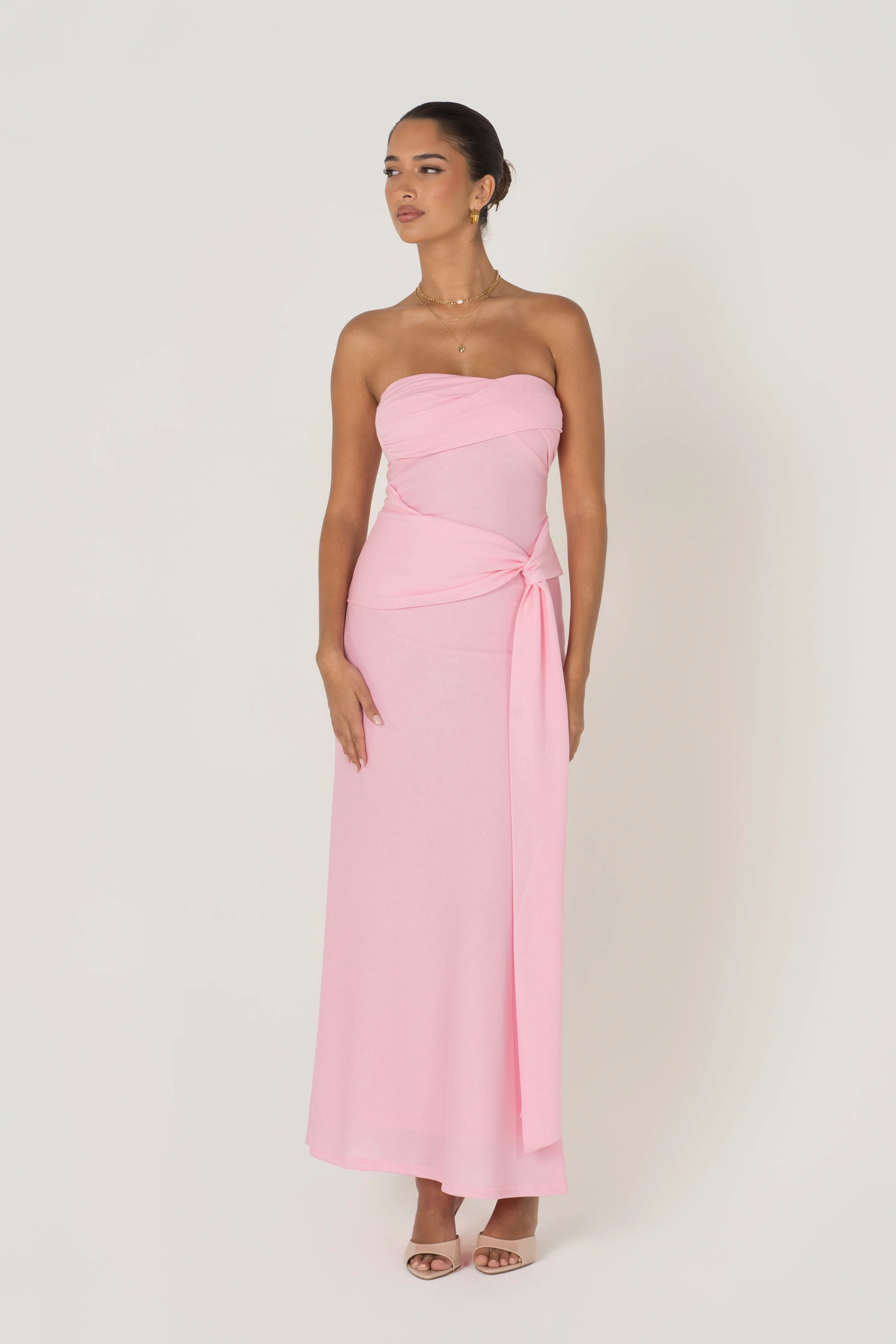 Sorelle Strapless Maxi Dress with Drape Detail - Image 4