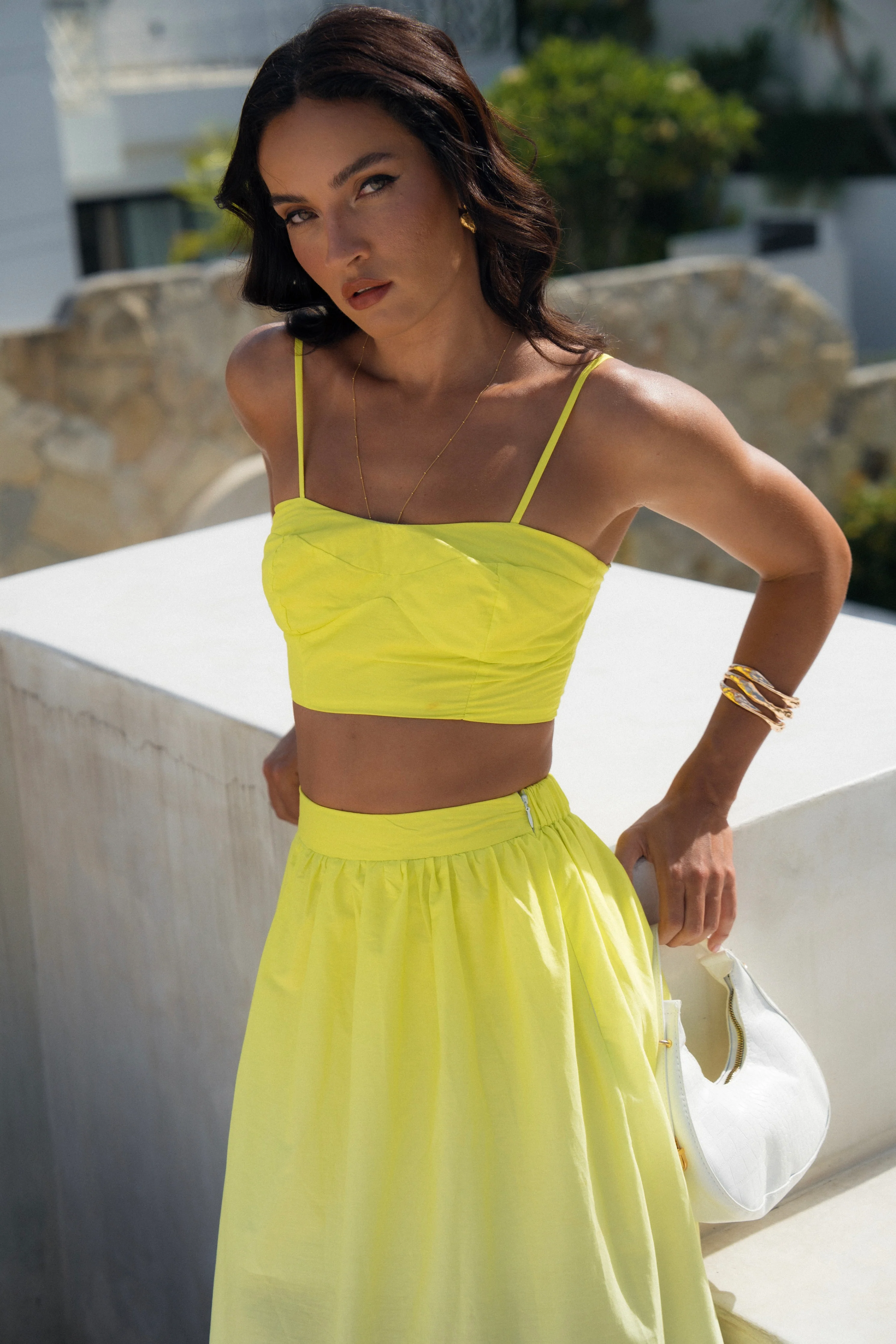 Stella Two Piece Lime Set - Cropped Top & Maxi Skirt - Image 2