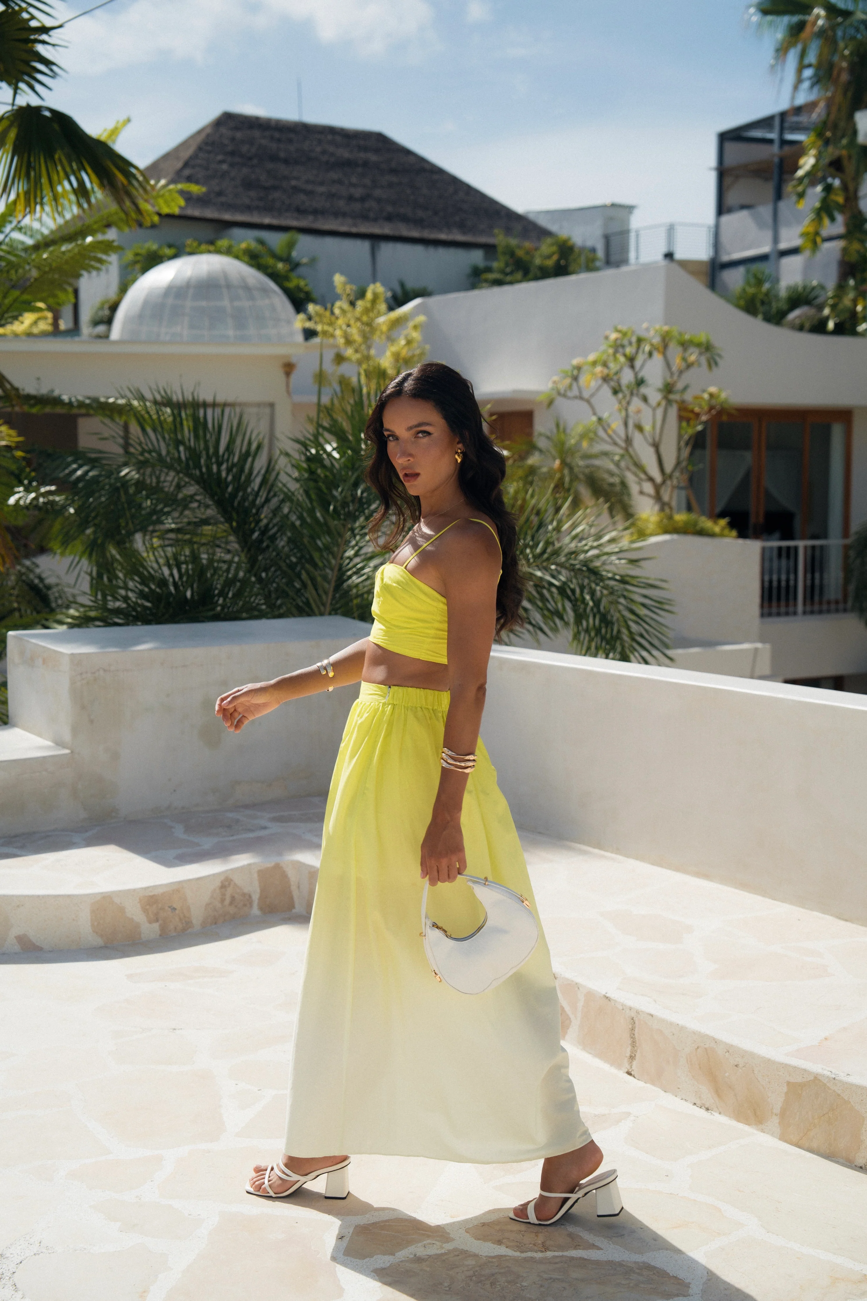 Stella Two Piece Lime Set - Cropped Top & Maxi Skirt - Image 3