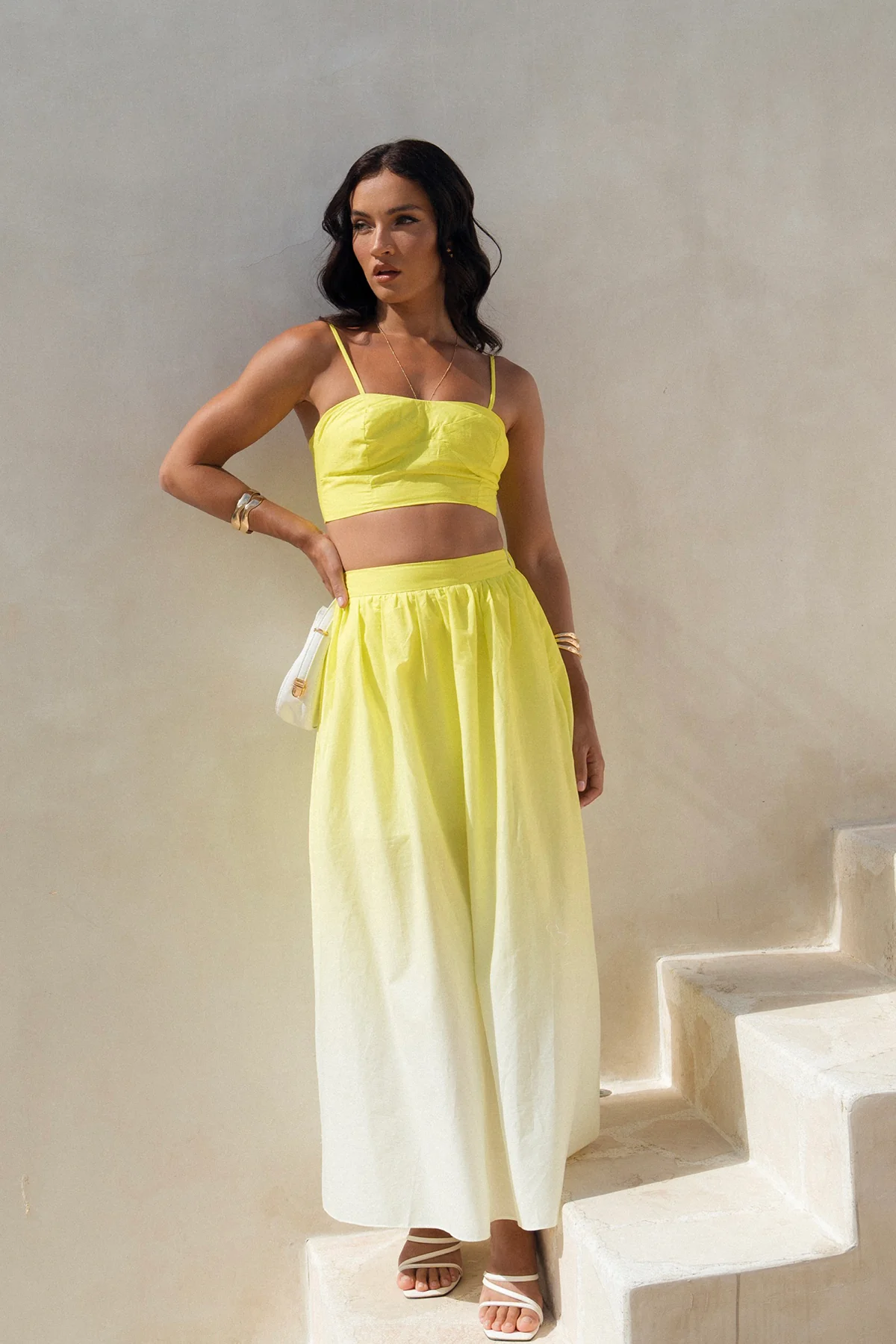 Stella Two Piece Lime Set - Cropped Top & Maxi Skirt - Image 4