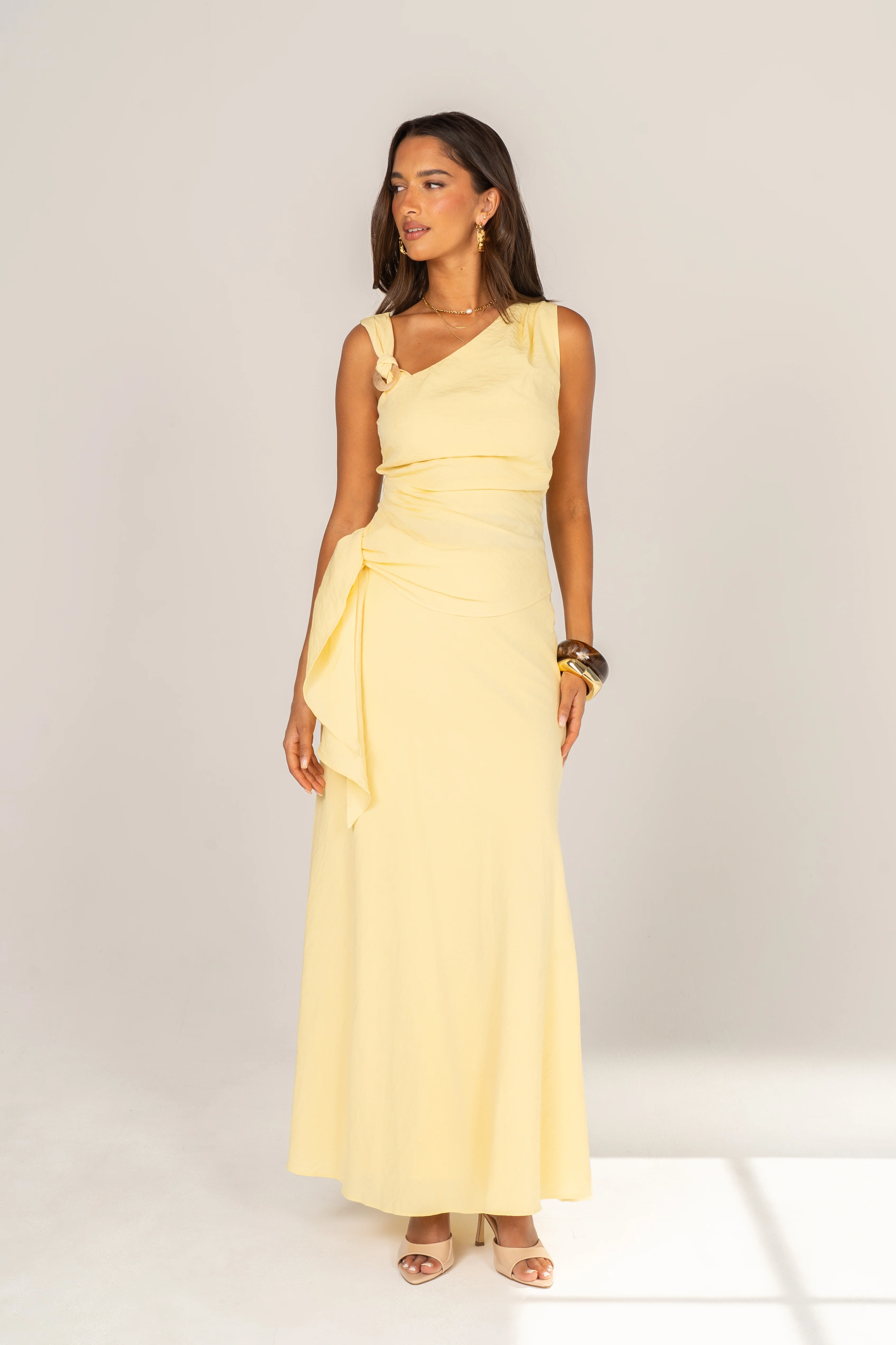 Thea Asymmetrical Draped Top & Maxi Skirt Set
