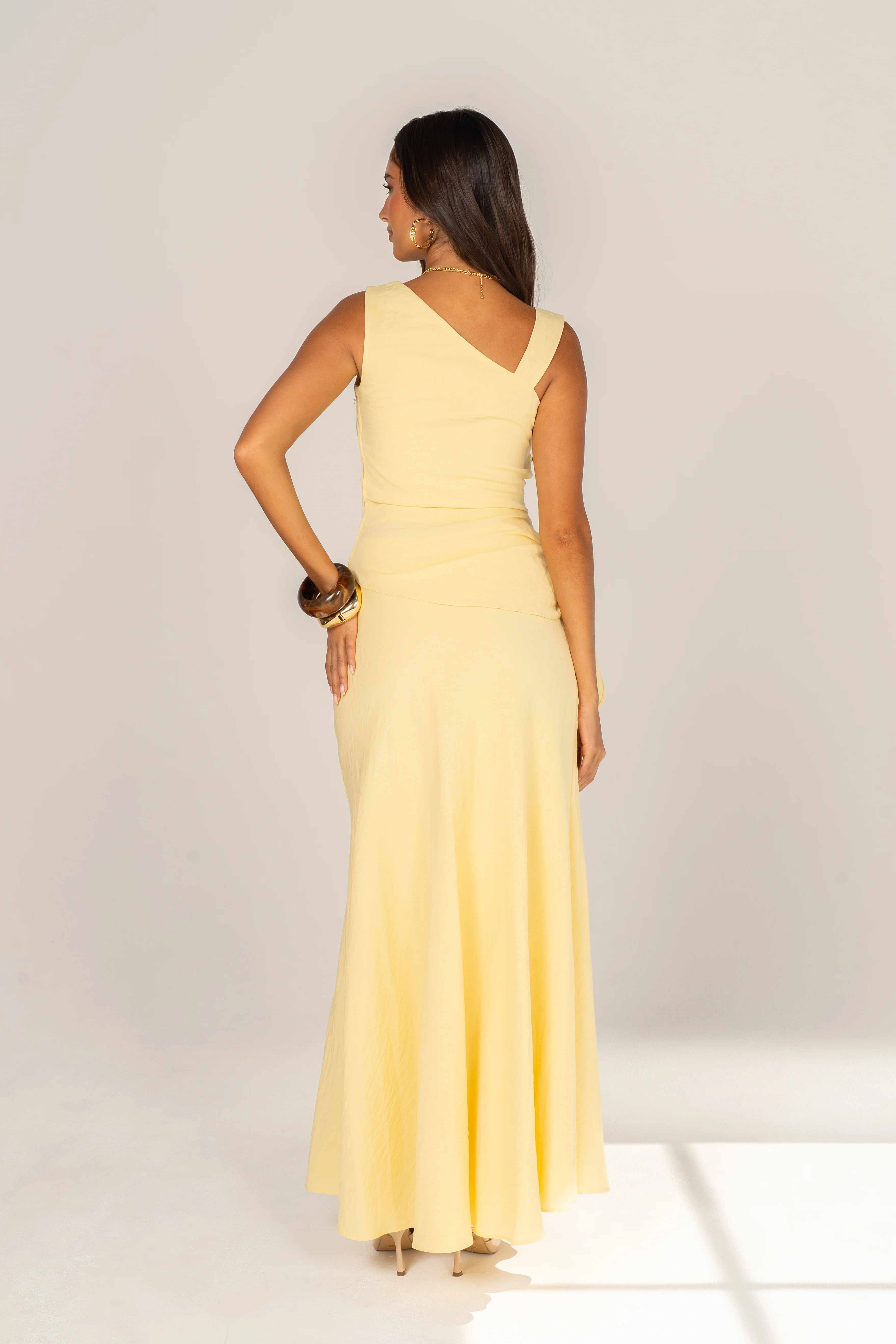 Thea Asymmetrical Draped Top & Maxi Skirt Set - Image 3
