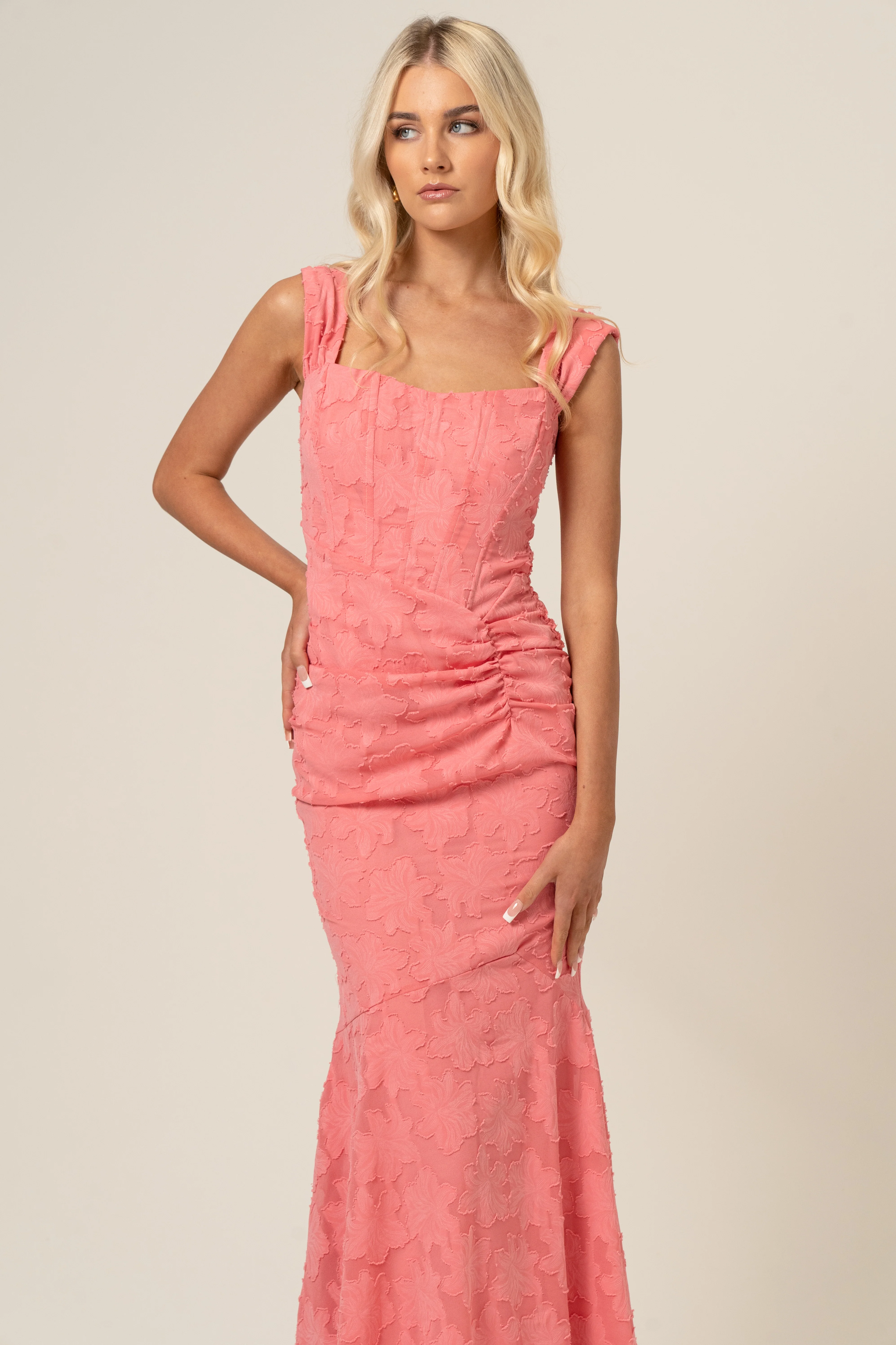 Valentina Pink Hourglass Midi Dress - Image 4
