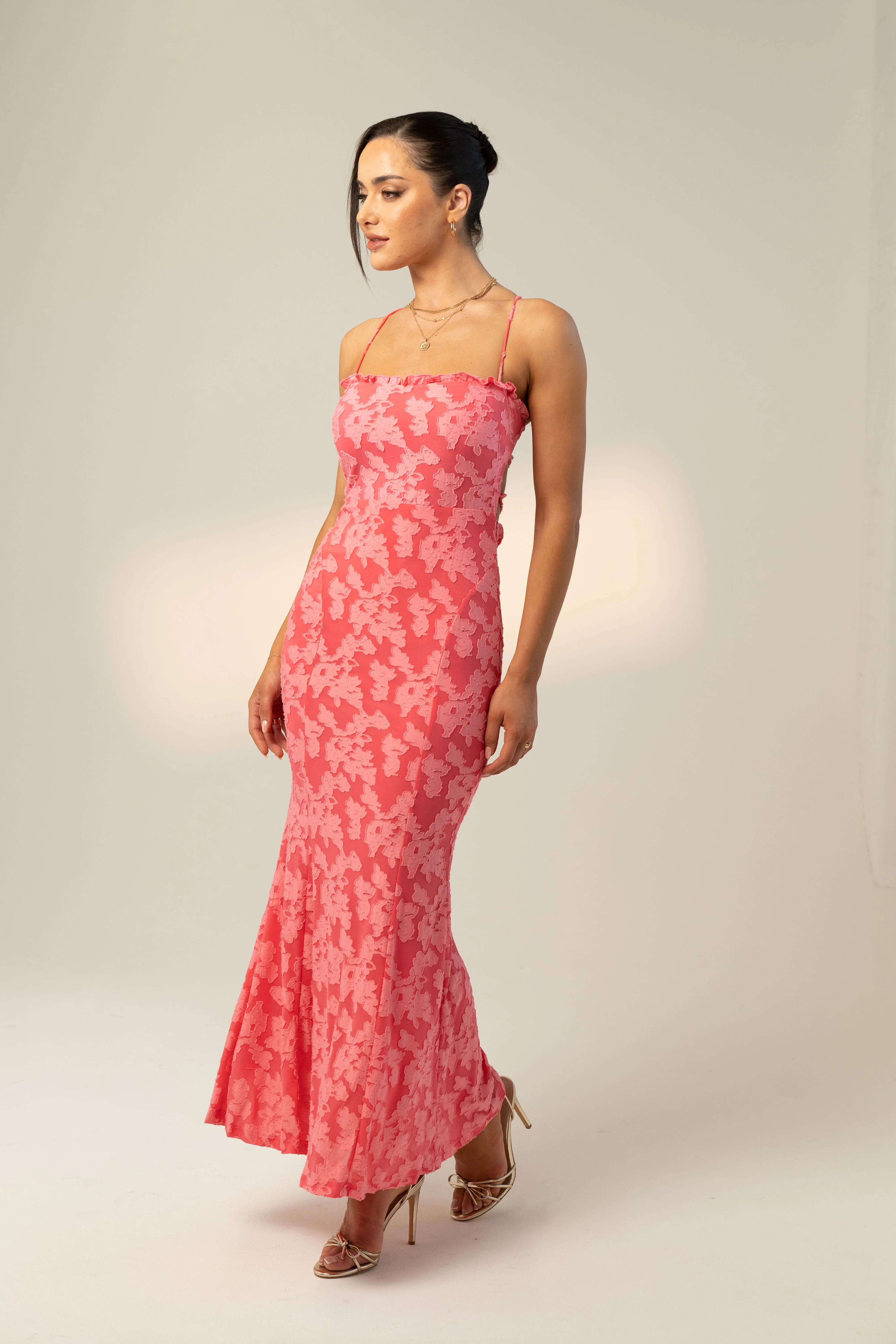 Vanessa Pink Cross Back Slip Dress - Image 2