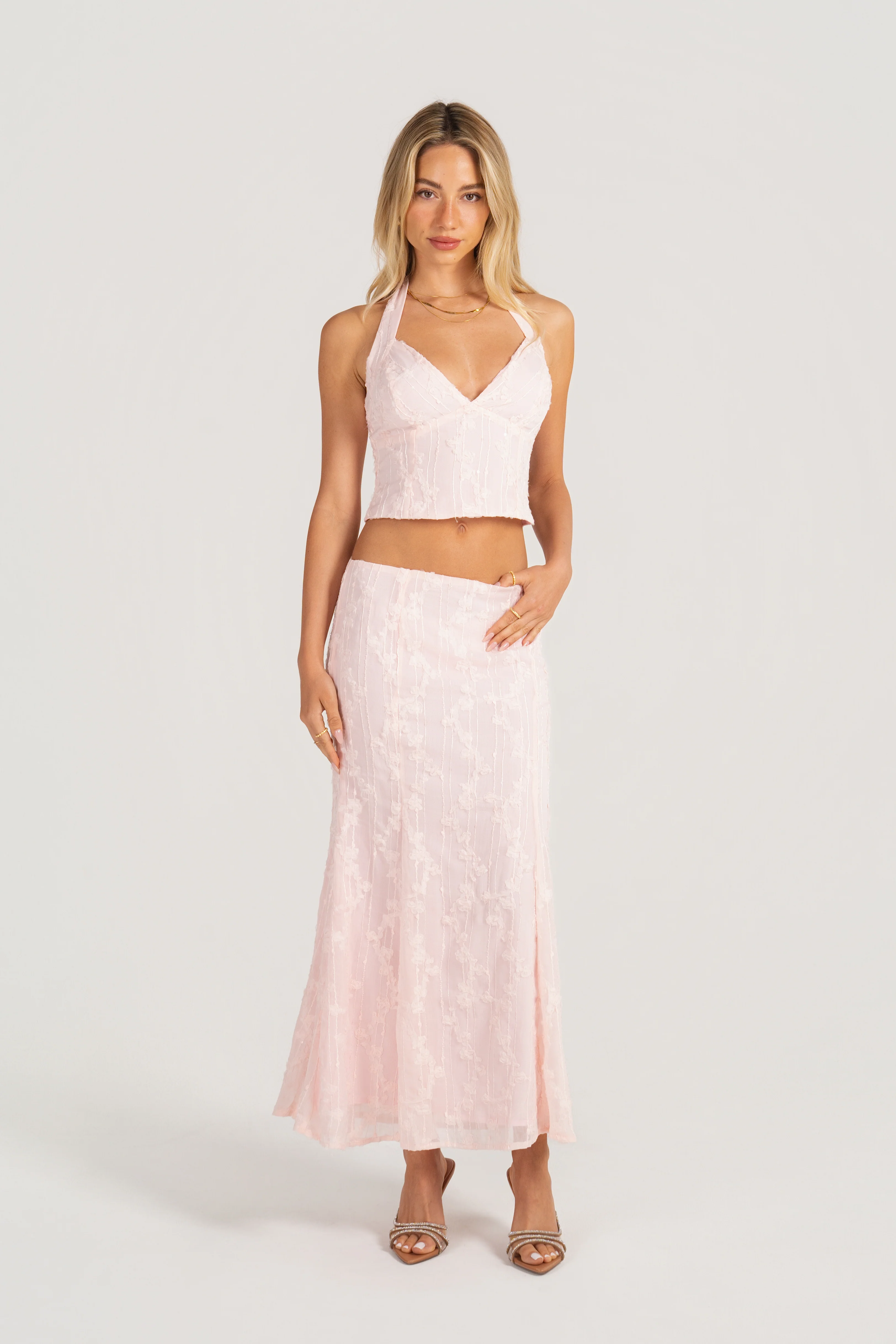 Verity Halter Neck & Midi Skirt Two Piece Set - Image 2