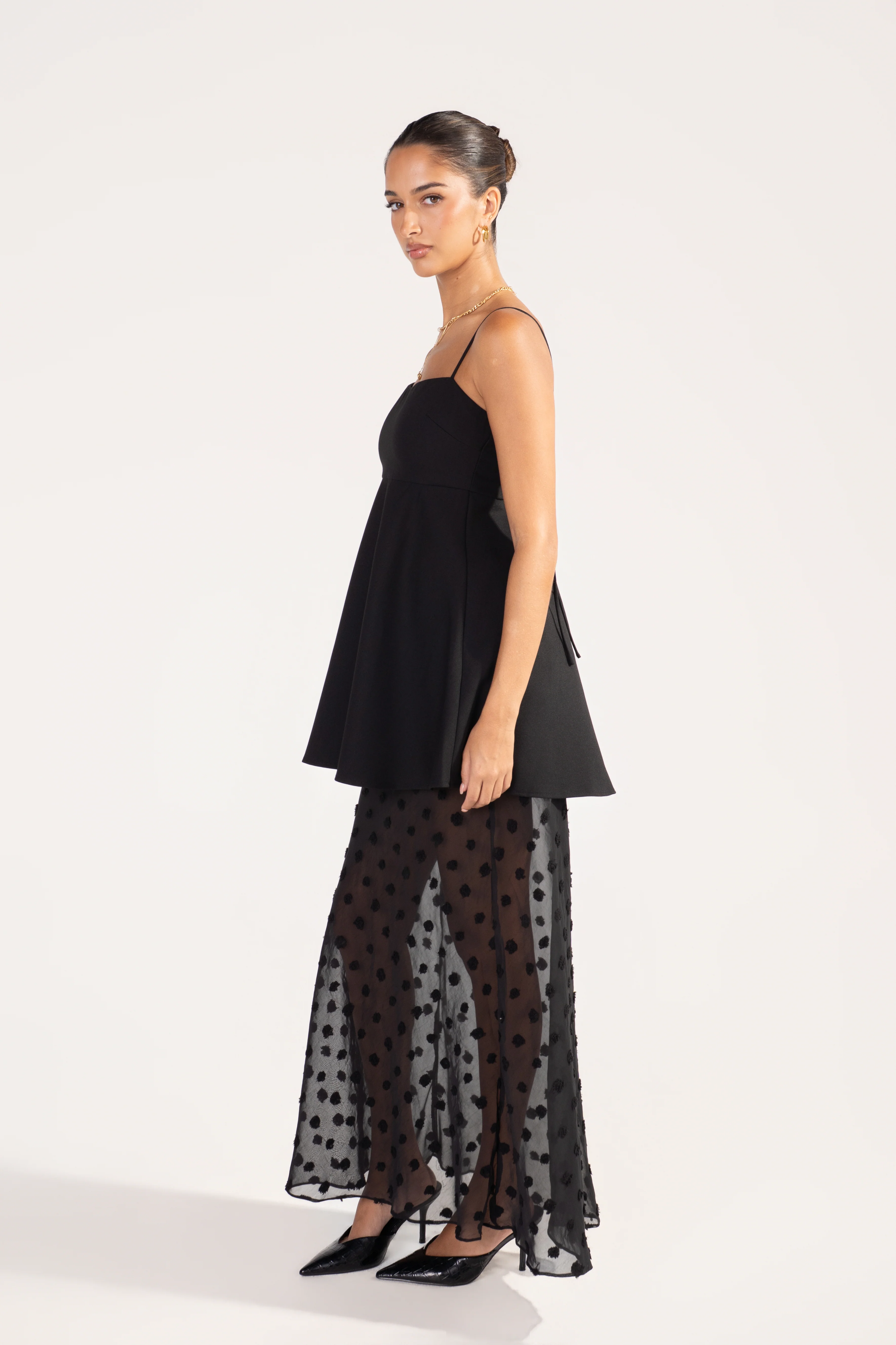Vionette Black Camisole Top & Sheer Maxi Skirt - Image 2