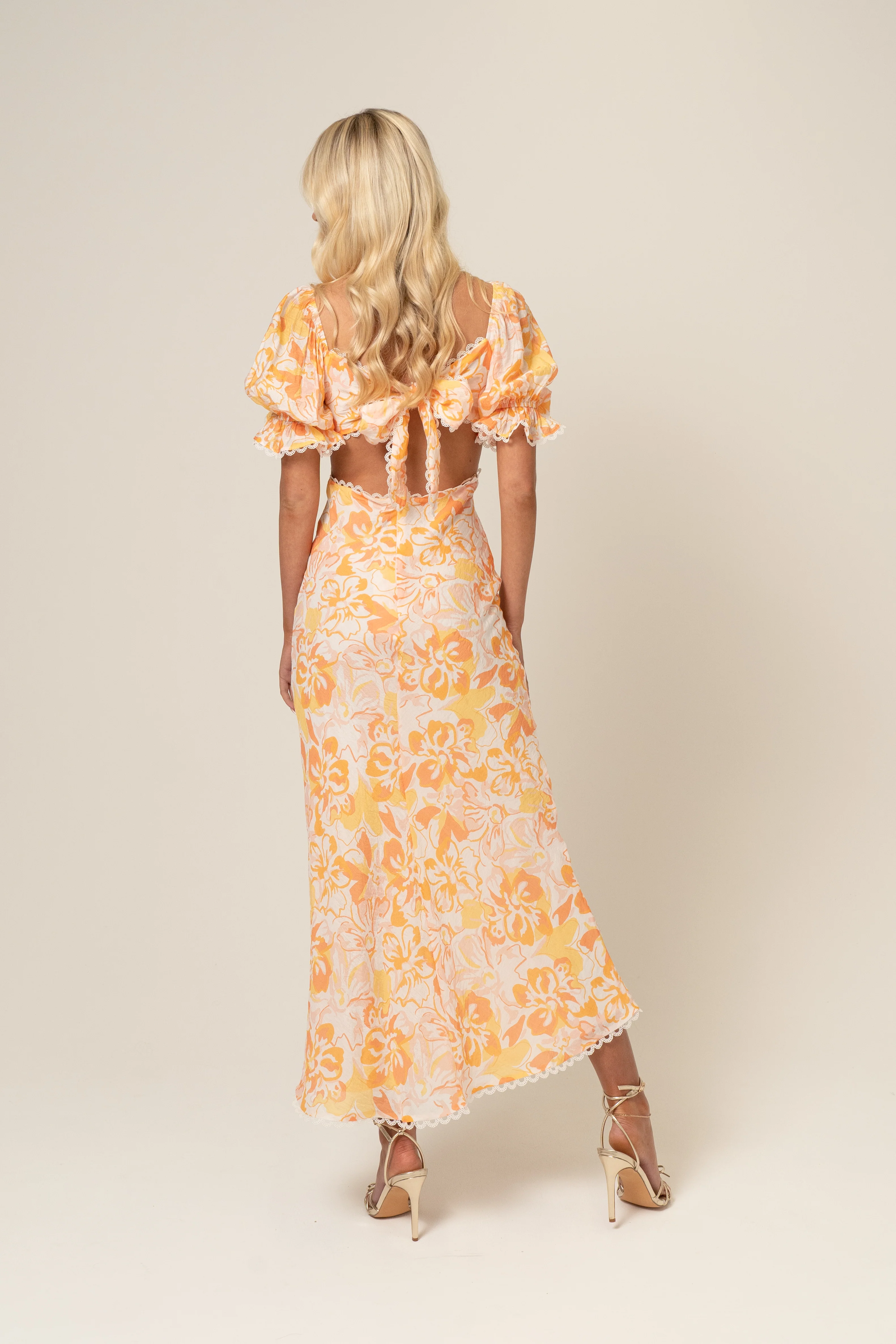 Winnie Floral Print Puff Sleeve Midi Dress - Image 3