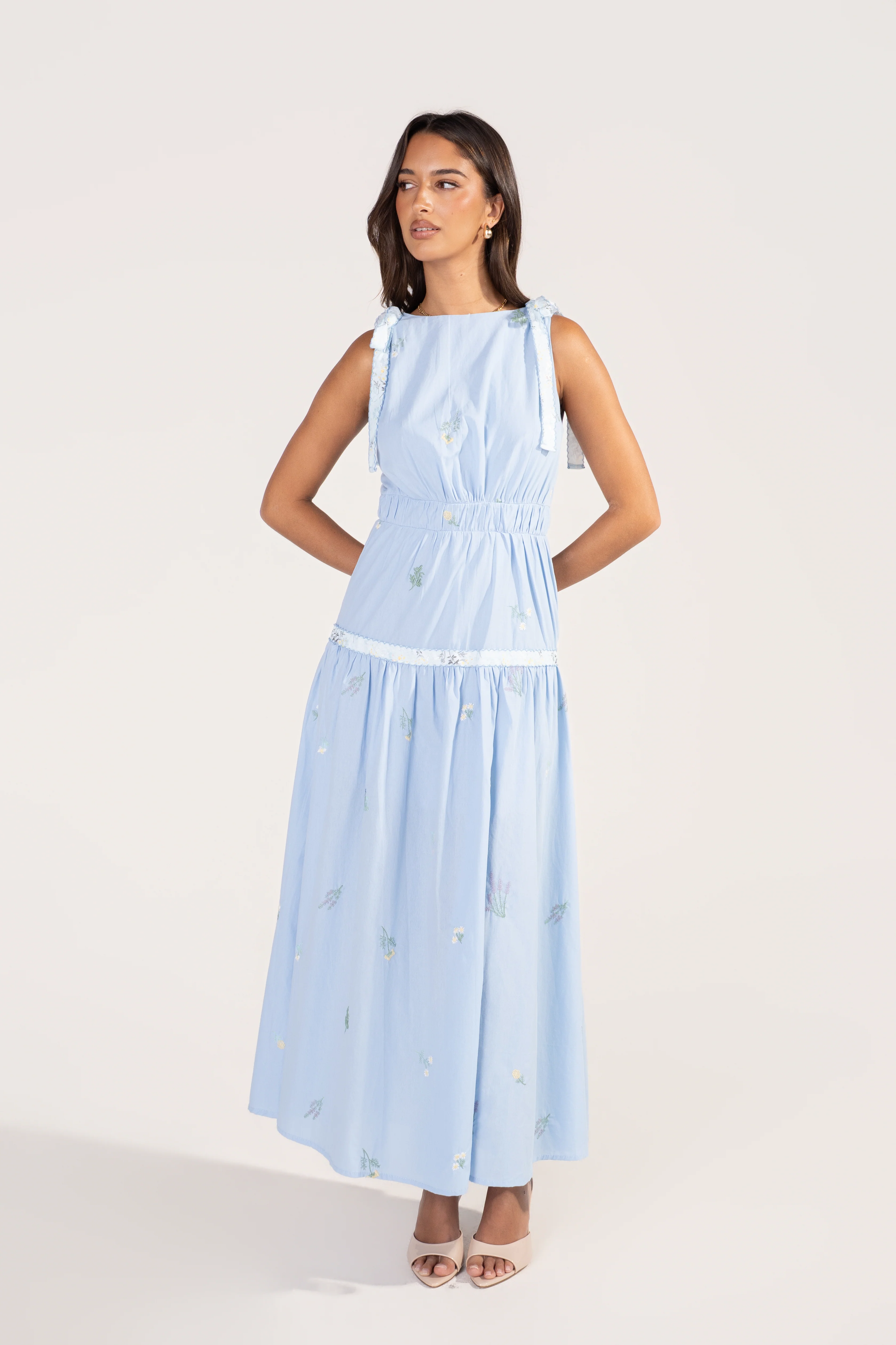 Wisteria Soft Blue Floral Day Dress