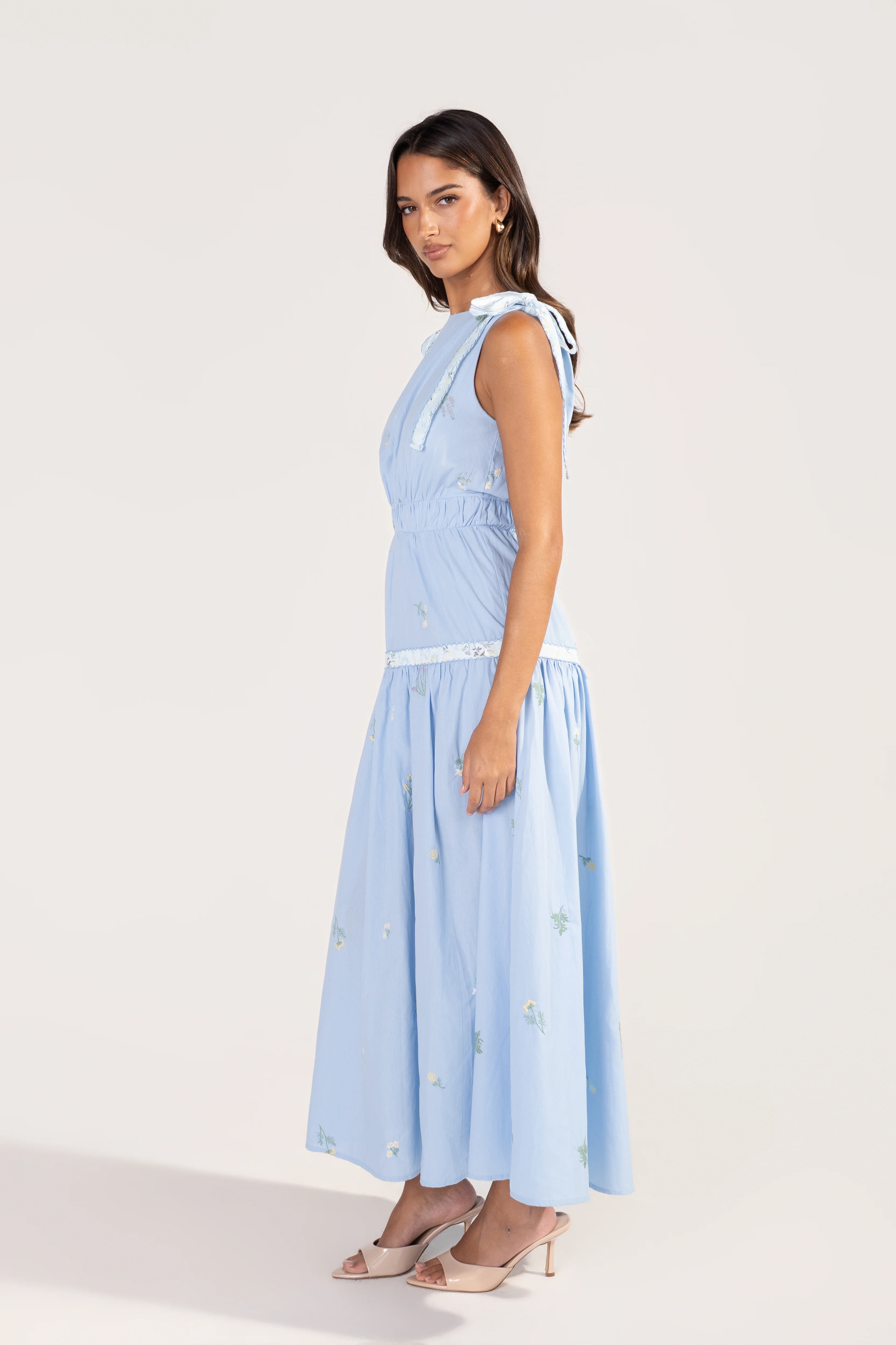 Wisteria Soft Blue Floral Day Dress - Image 2