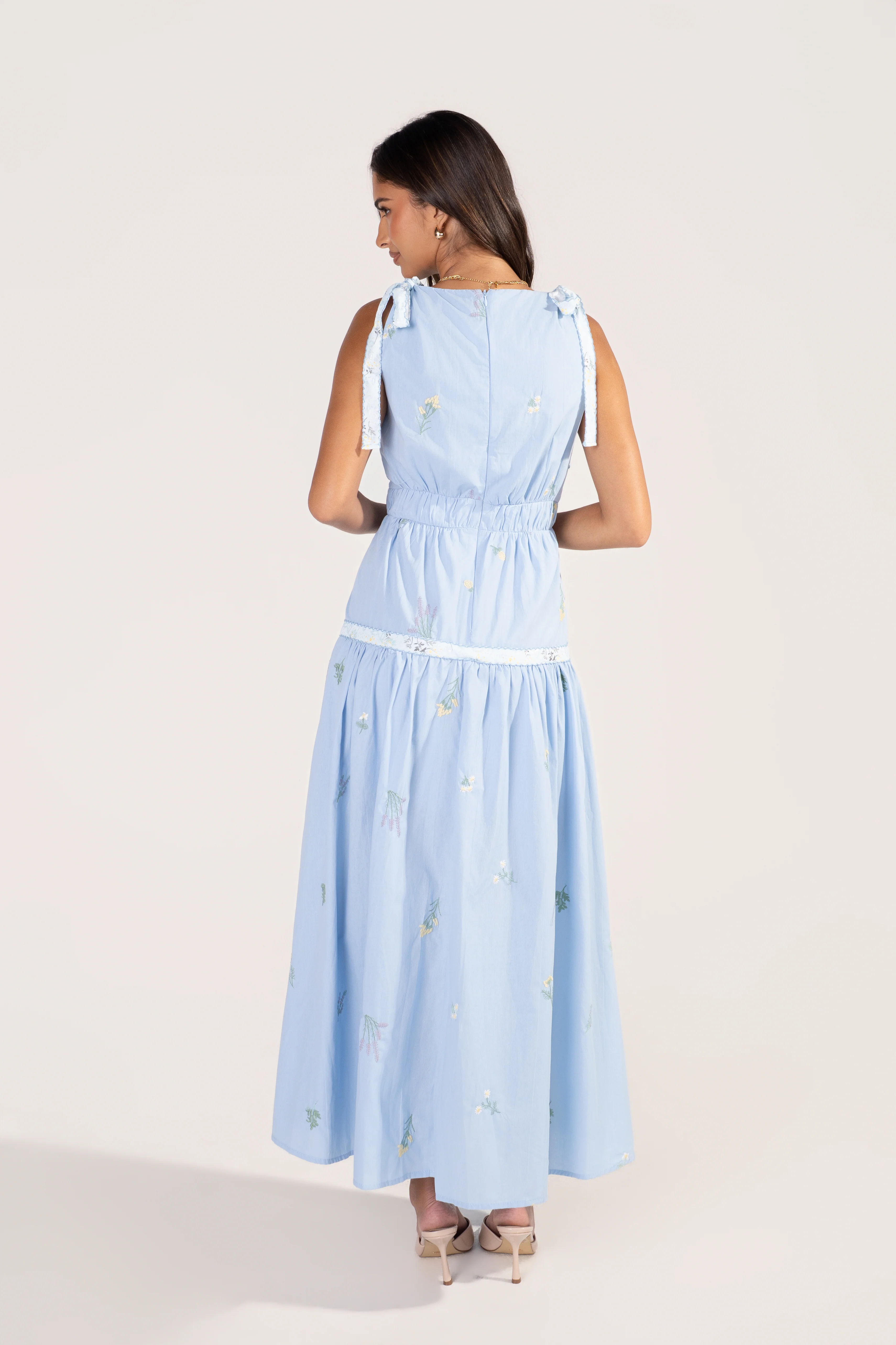 Wisteria Soft Blue Floral Day Dress - Image 3