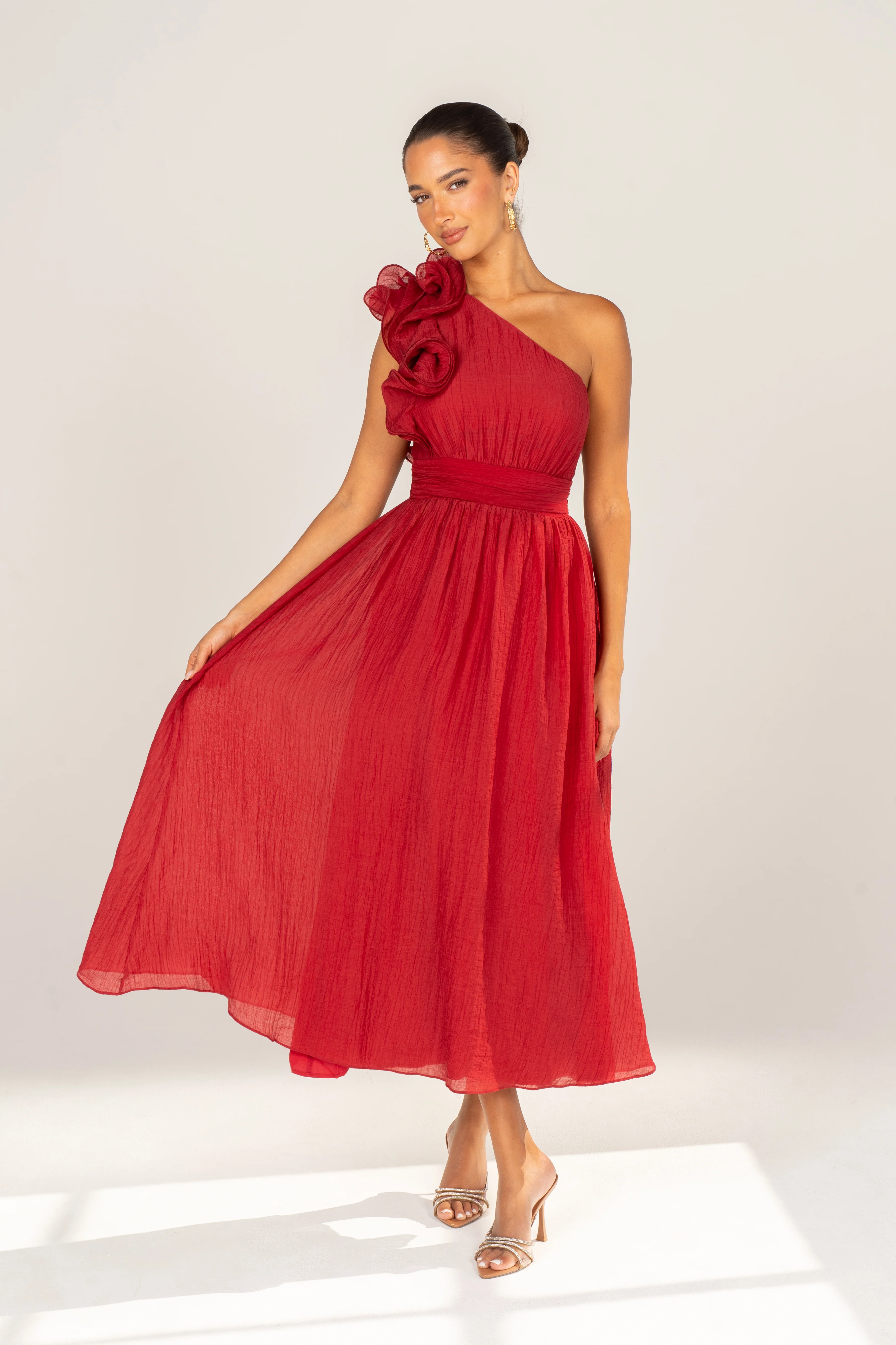 Zara One-Shoulder Ruffle Midi Dress - Image 10