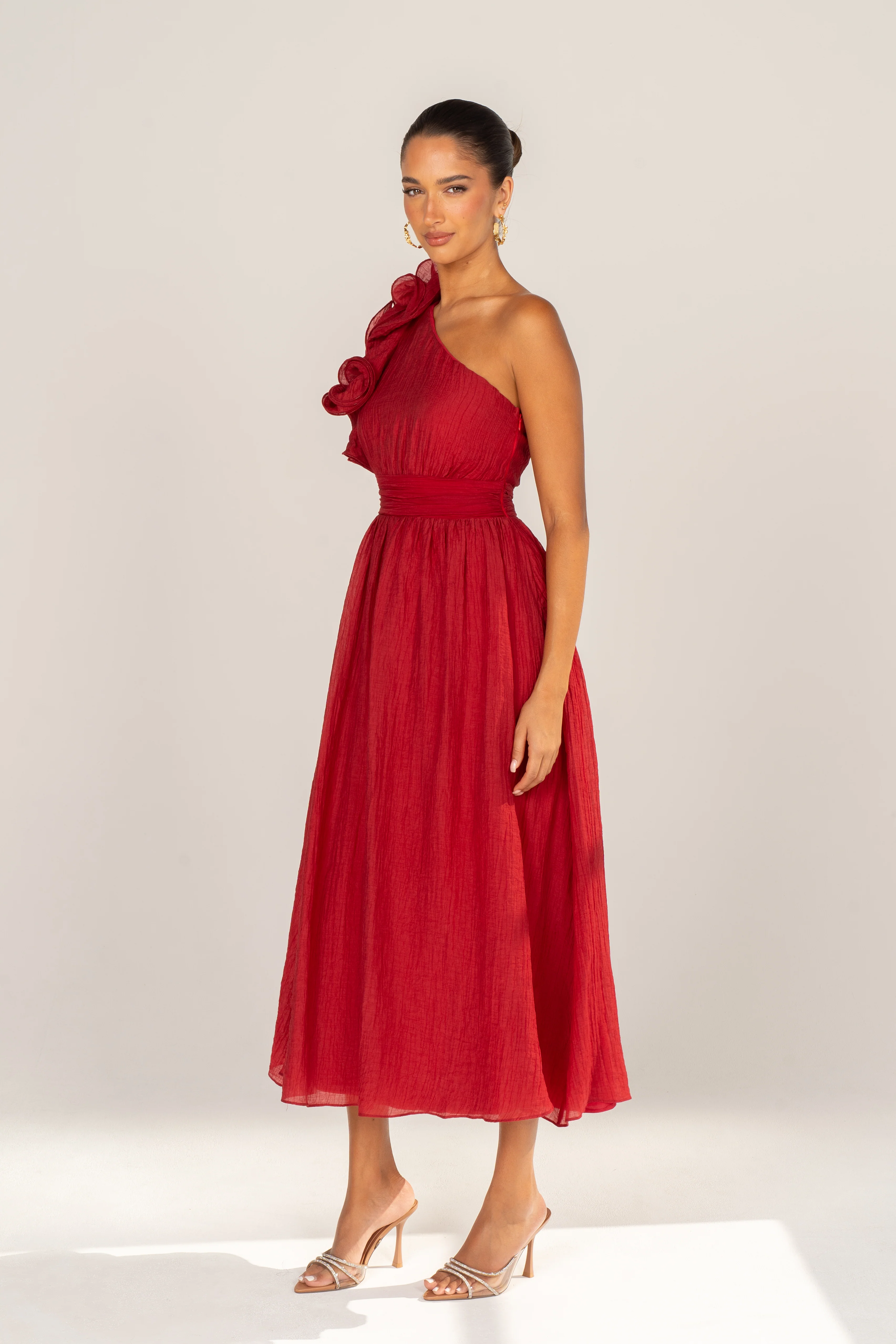 Zara One-Shoulder Ruffle Midi Dress - Image 11