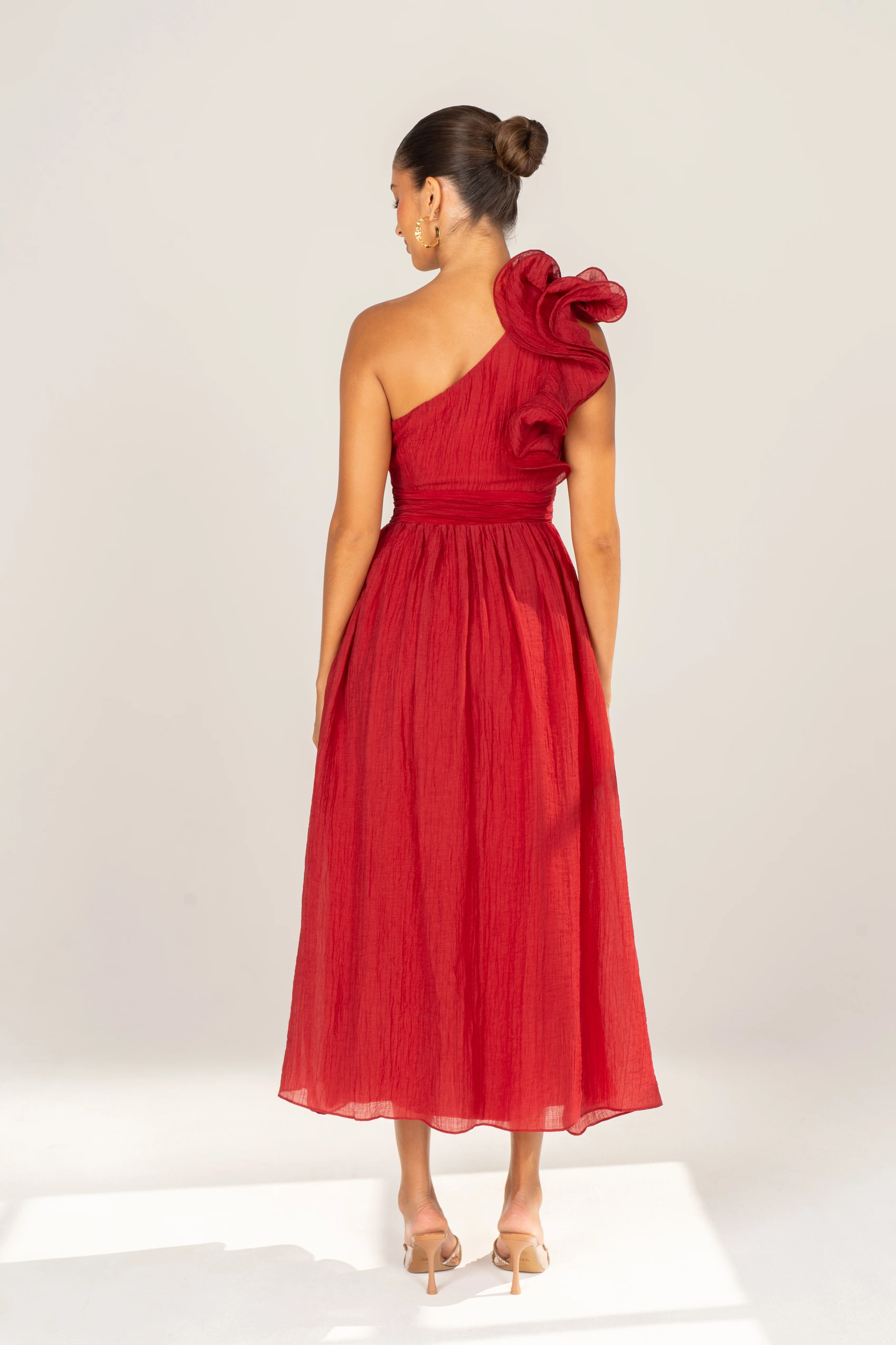 Zara One-Shoulder Ruffle Midi Dress - Image 12