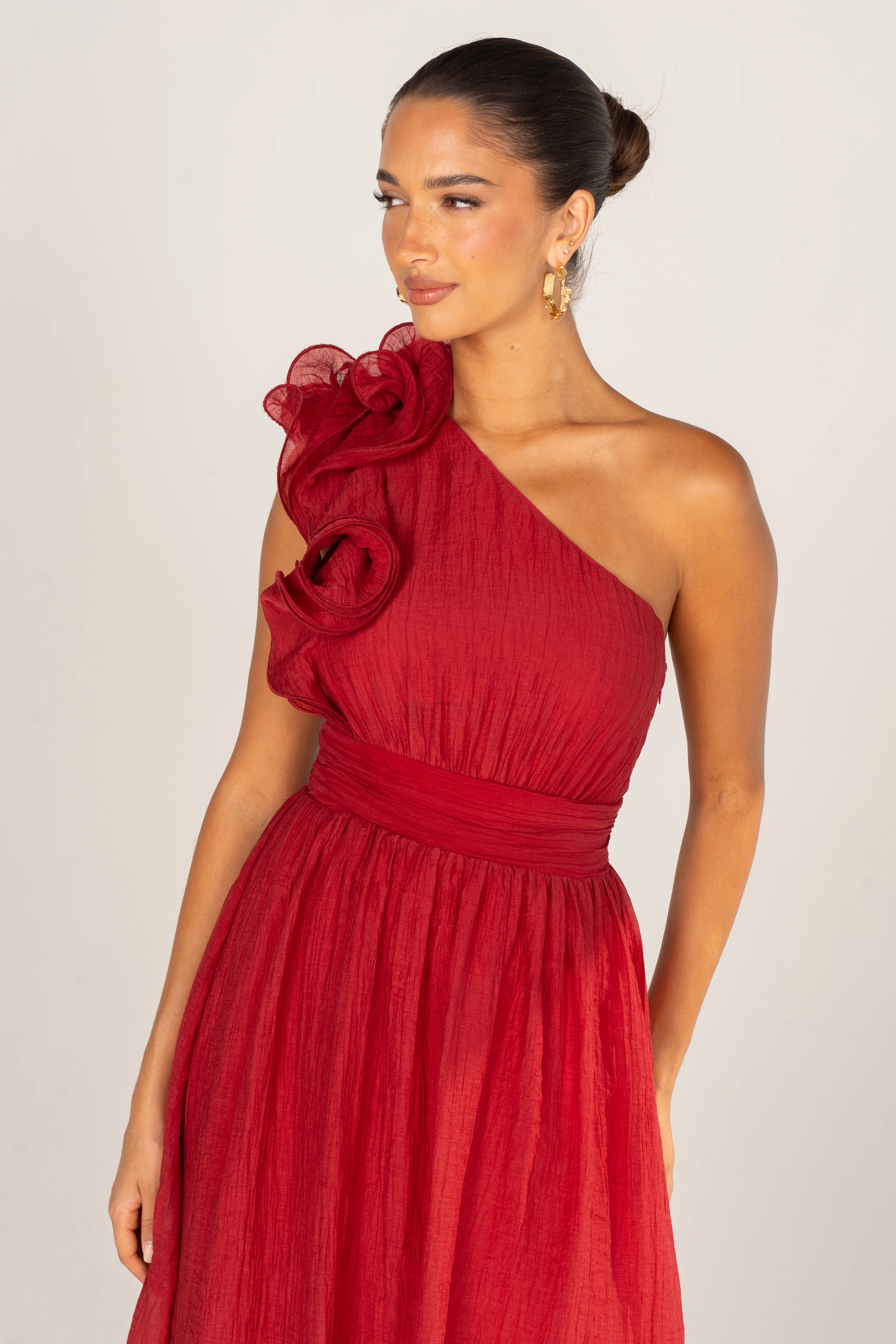 Zara One-Shoulder Ruffle Midi Dress - Image 9